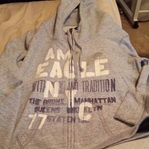 American Eagle Outfitters Gray Zip-Up Sweater
